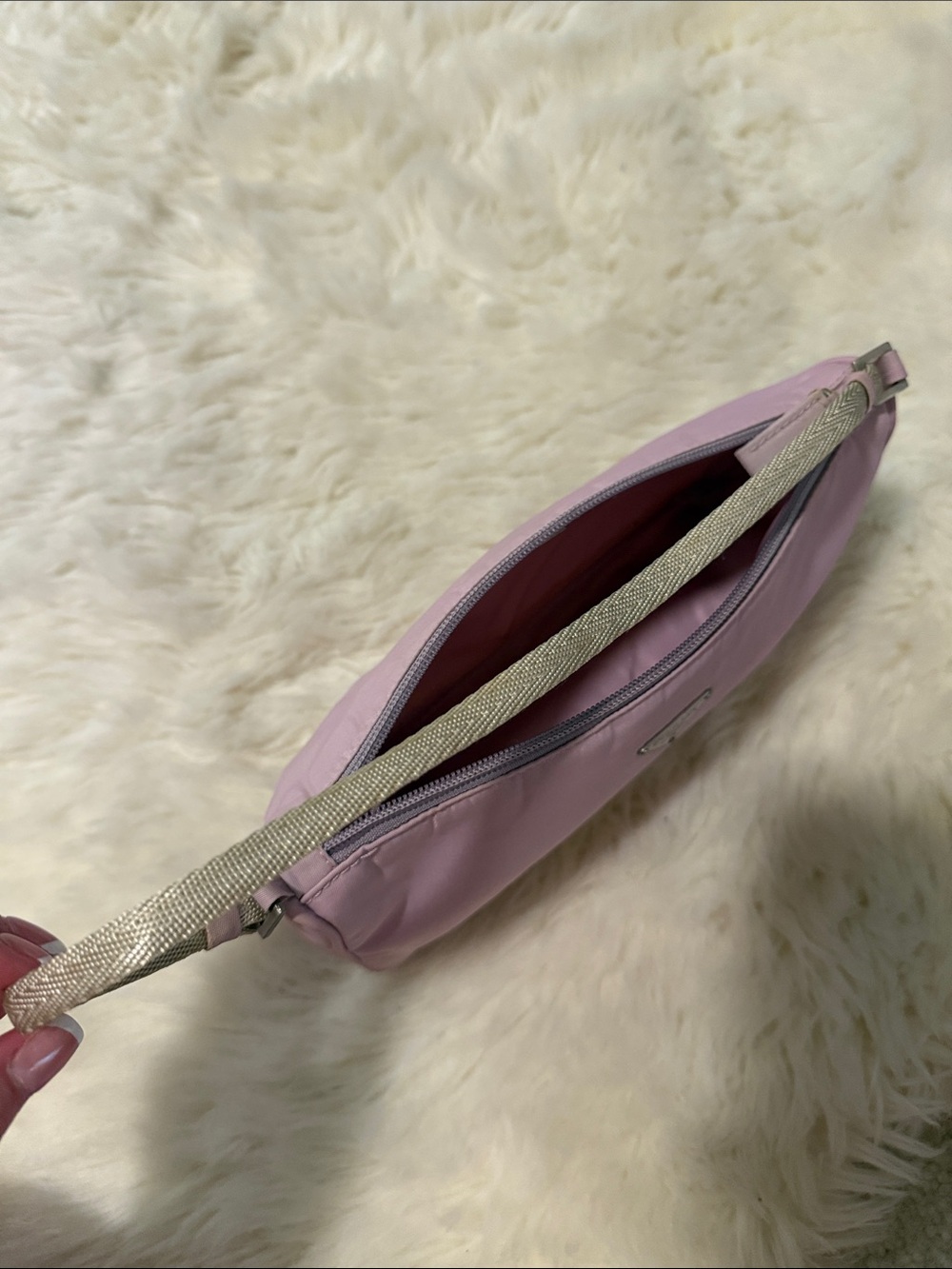 Prada Lilac Nylon Shoulder Baguette Bag - Picture 9 of 12